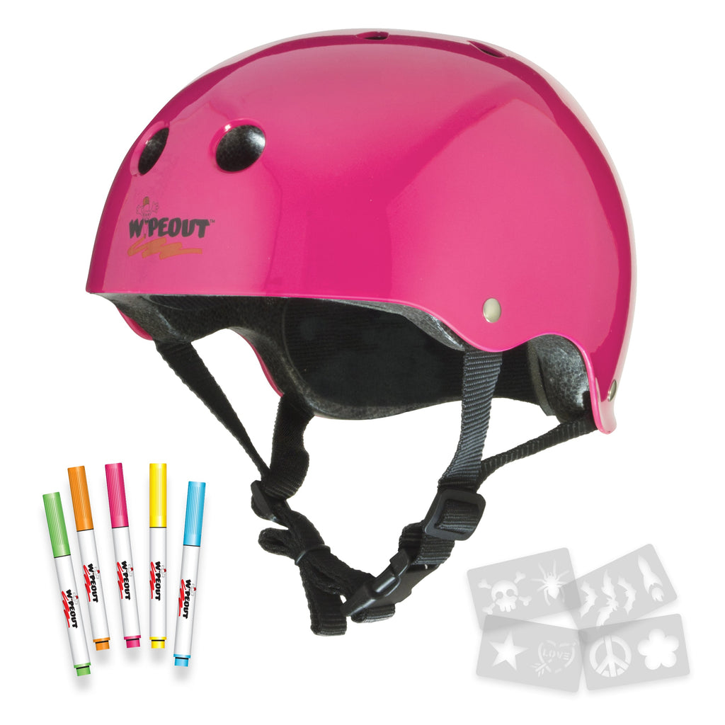 Wipeout Dry Erase Youth Helmet (Neon Pink)