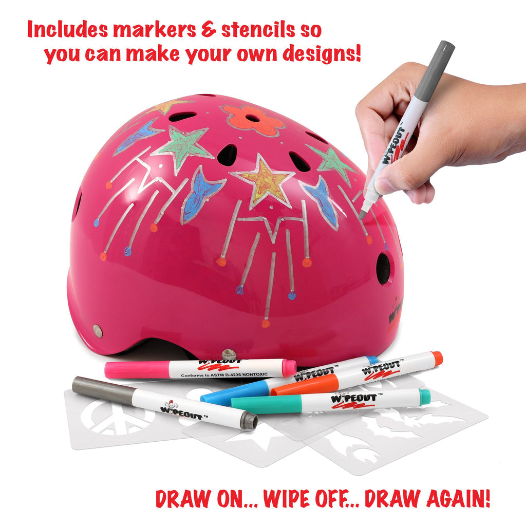 Wipeout Dry Erase Youth Helmet (Neon Pink)