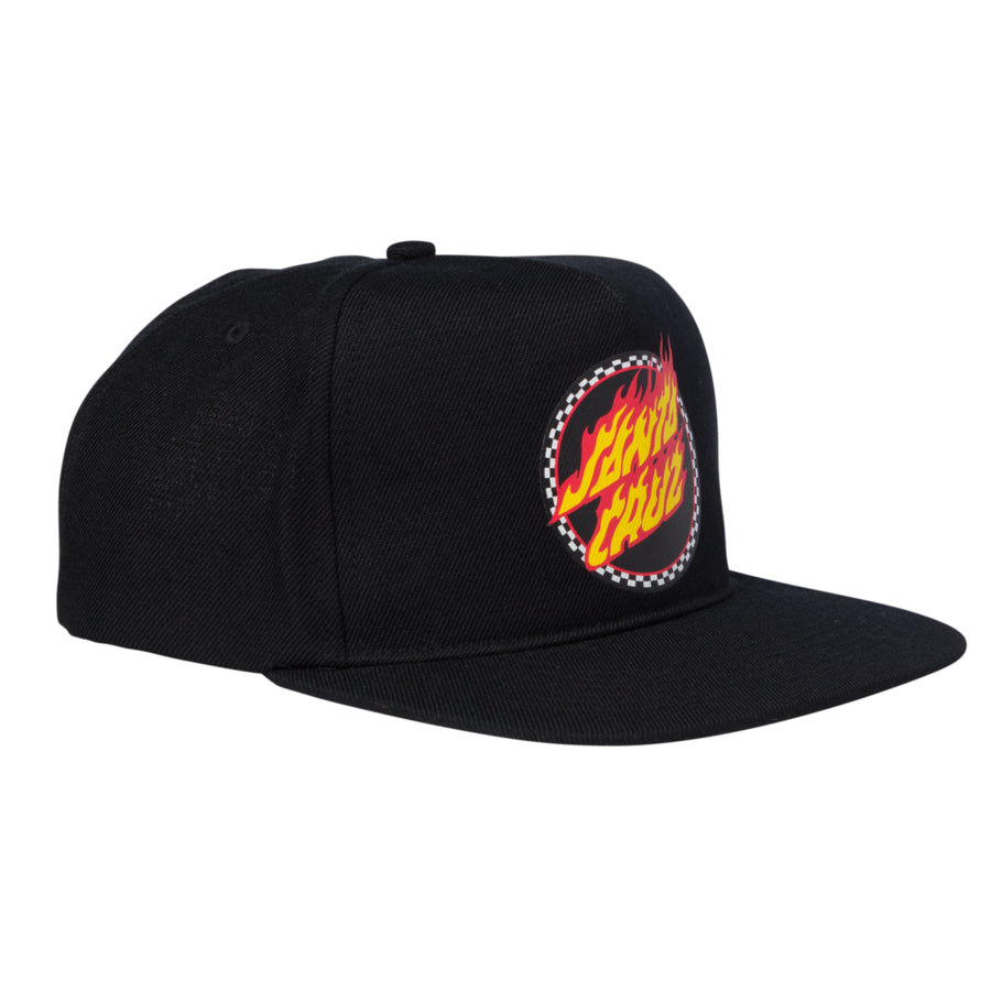 Check Ringed Flamed Dot Snapback Hat (Black)