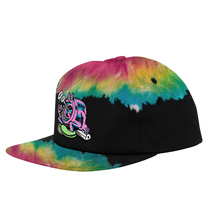 Puff Balls Snapback Hat (Dark Rainbow)