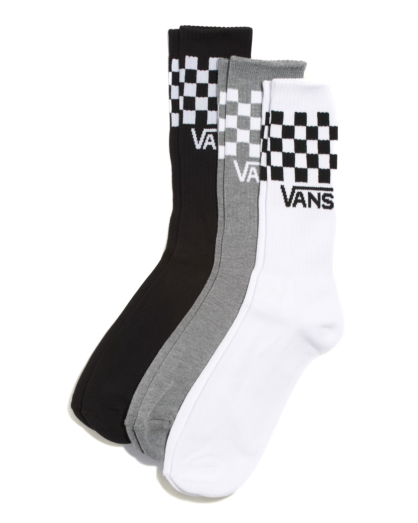 Classic Check Crew Socks - Black/White (3-Pack)