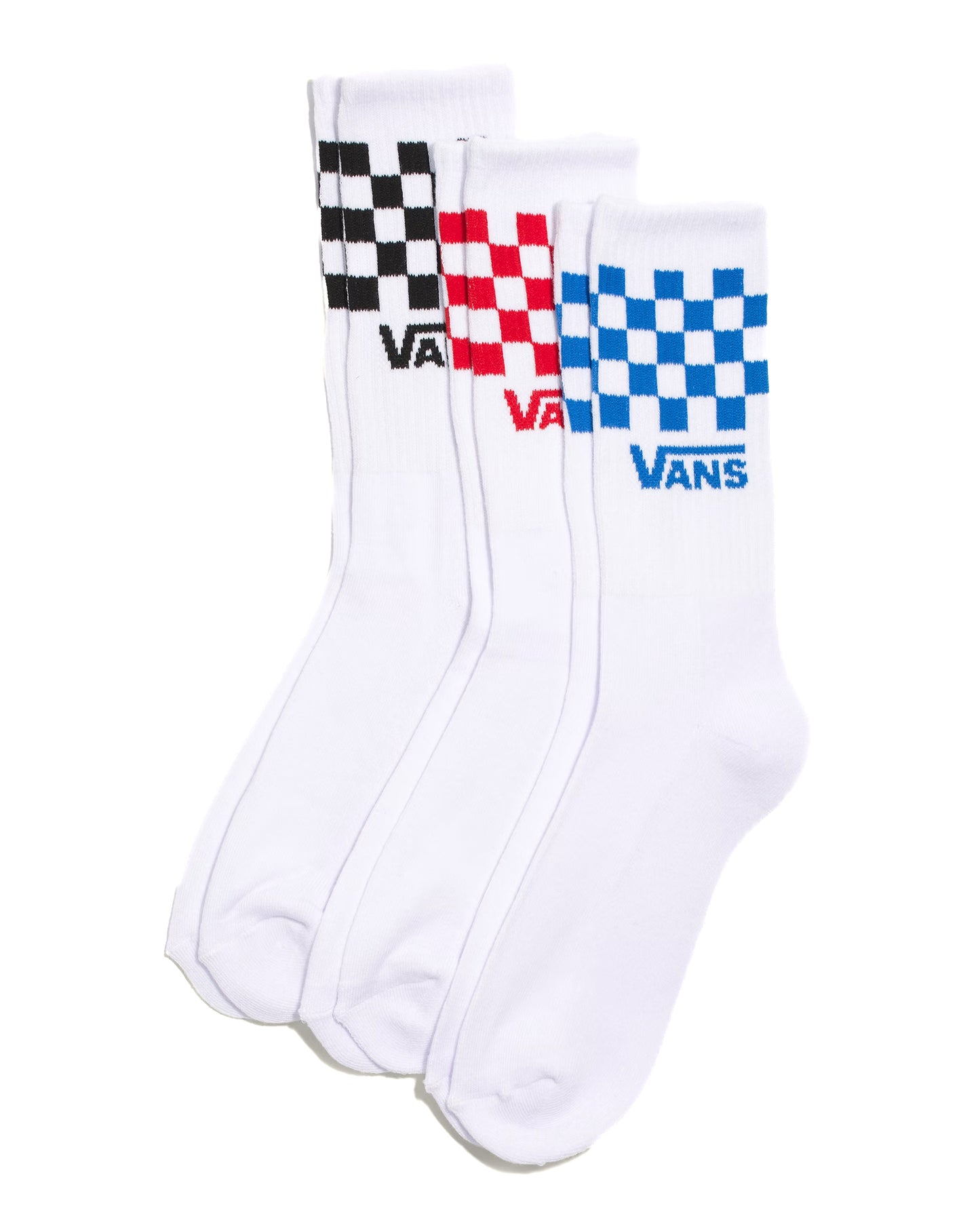 Classic Check Crew Socks - White (3-Pack)