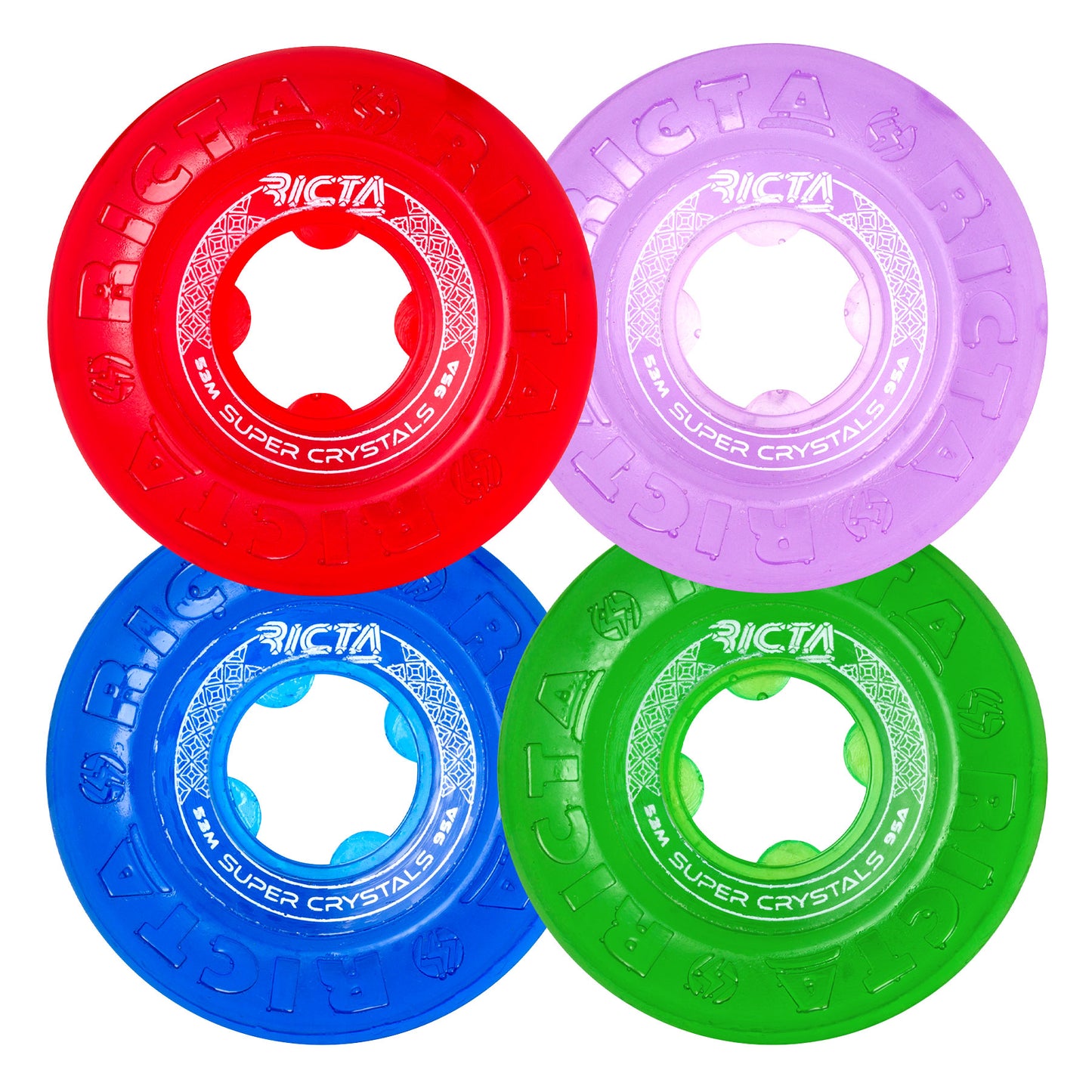 Super Crystals 95a Transparent Purple Green Blue Red Wheels (53mm)