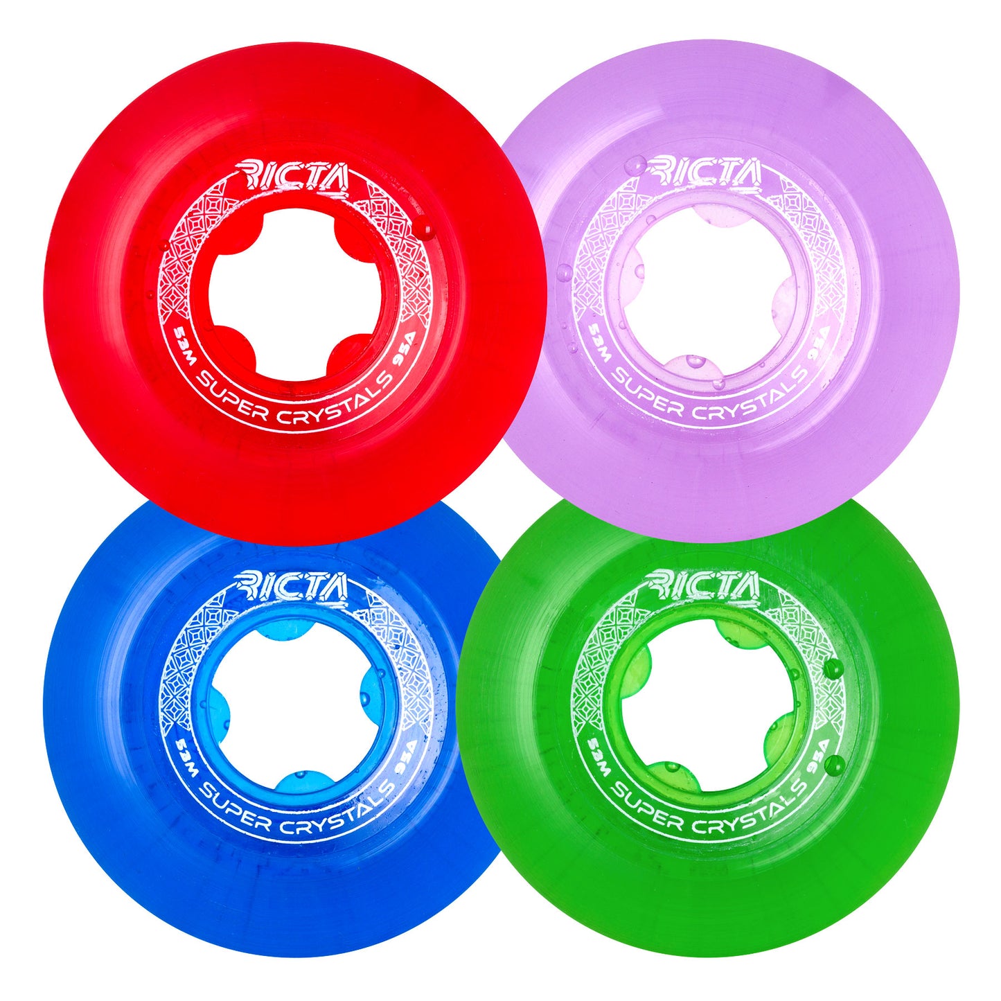 Super Crystals 95a Transparent Purple Green Blue Red Wheels (53mm)