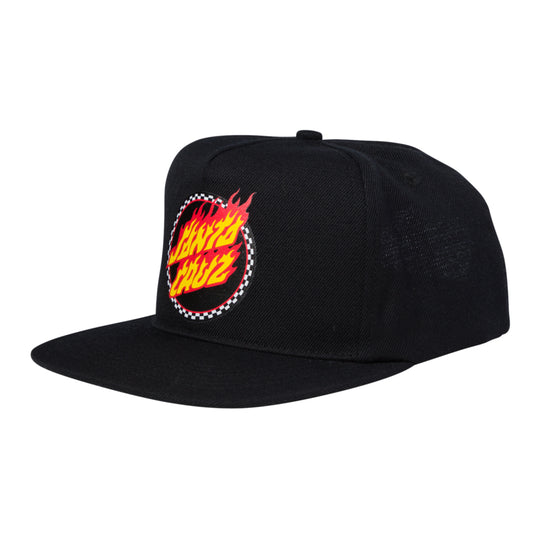 Check Ringed Flamed Dot Snapback Hat (Black)