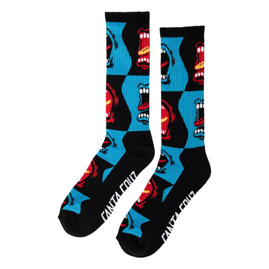 Allover Screaming Strip Crew Socks Screaming Check