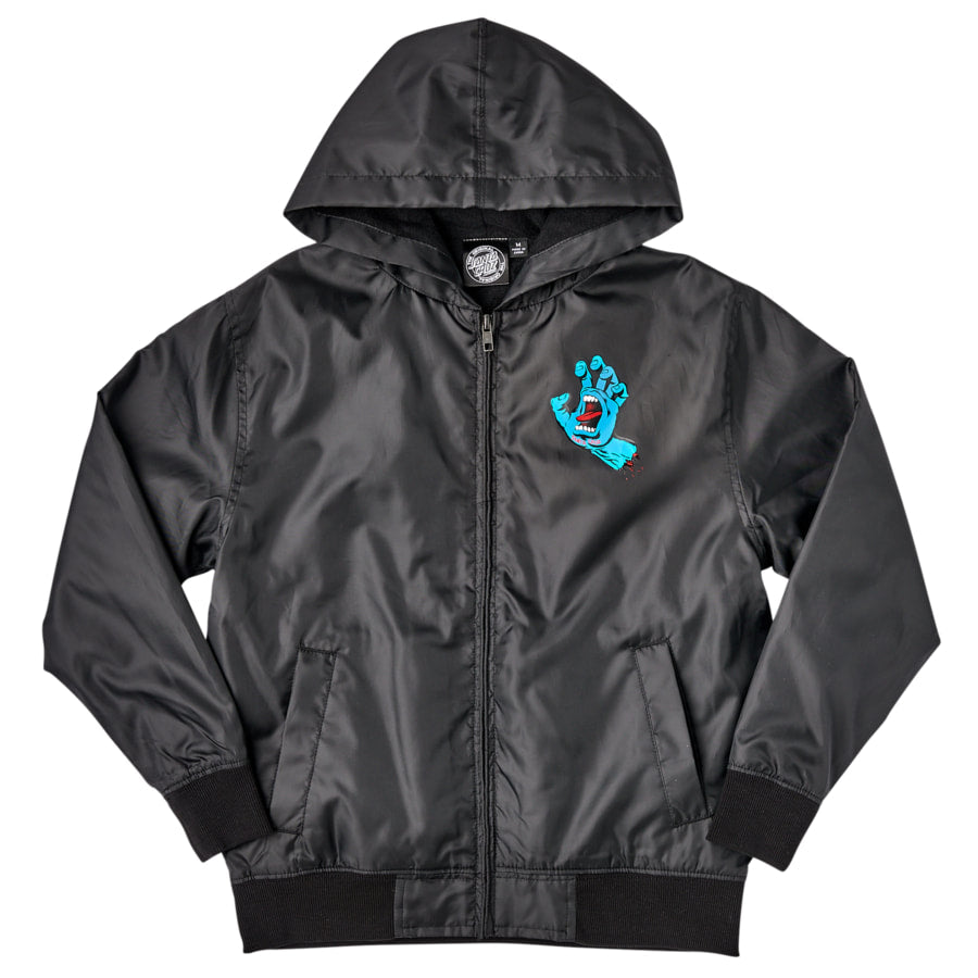 Santa Cruz Screaming Hand Youth Hooded Windbreaker Jacket (Black)