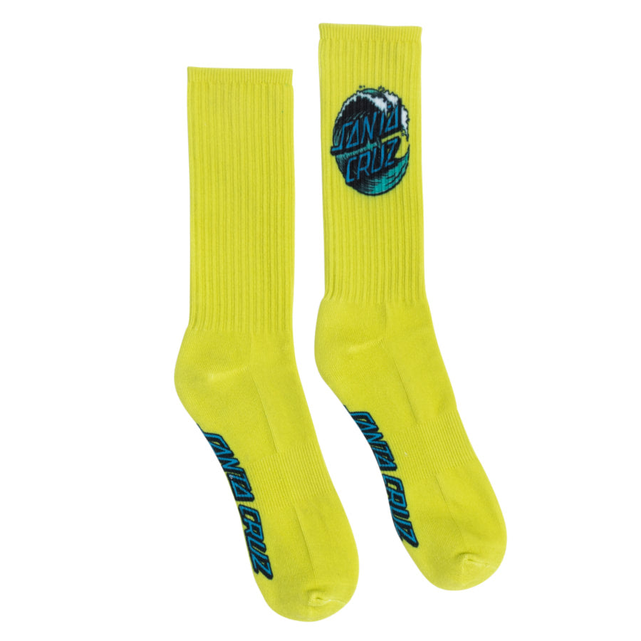 SANTA CRUZ WAVE DOT CREW SOCKS (SAFETY YELLOW)