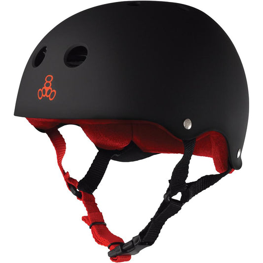 Triple 8 Sweatsaver Helmet (Black Rubber with Red)