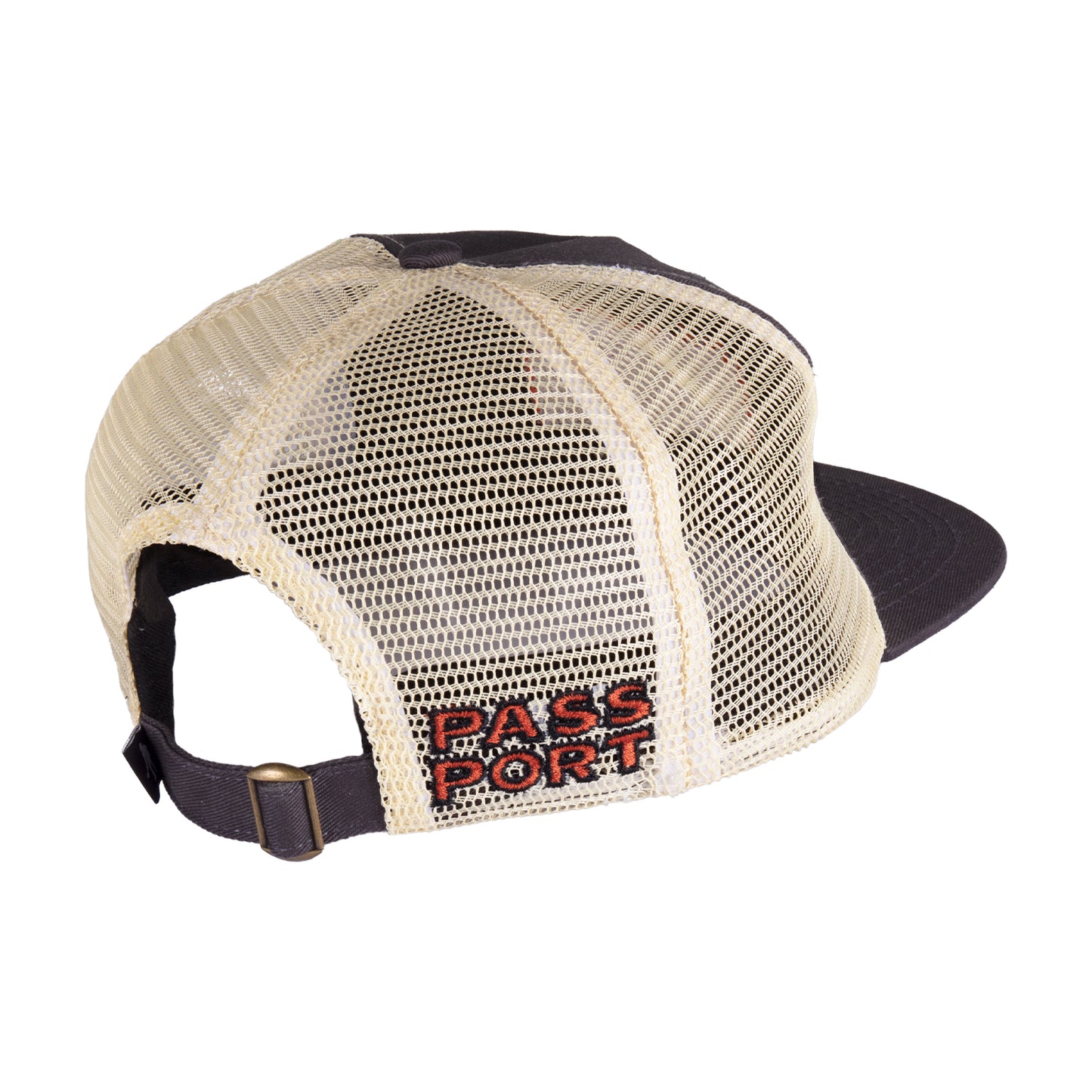 Pass~Port Brush Fire Workers Trucker Cap (Tar/Off White)