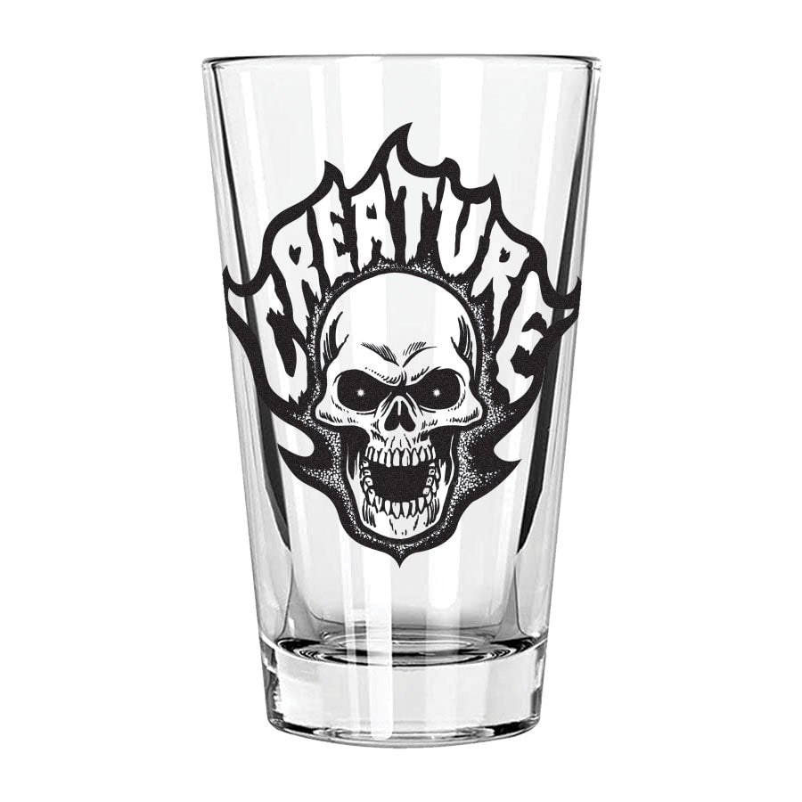 CREATURE BONEHEAD FLAME PINT GLASS