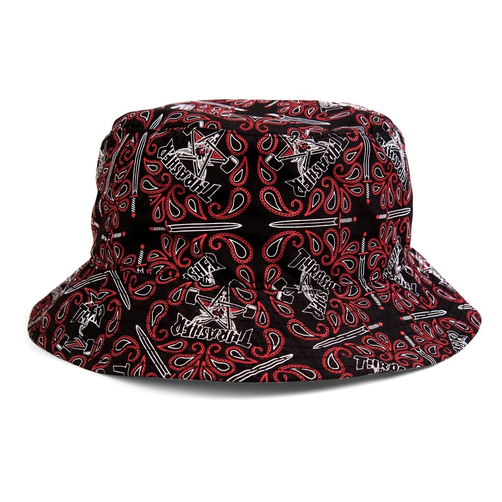 THRASHER BANDANA BUCKET HAT - BLACK/RED