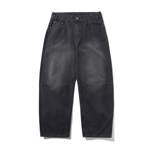 Wide Cut Denim Jeans (Streaky Black Wash)