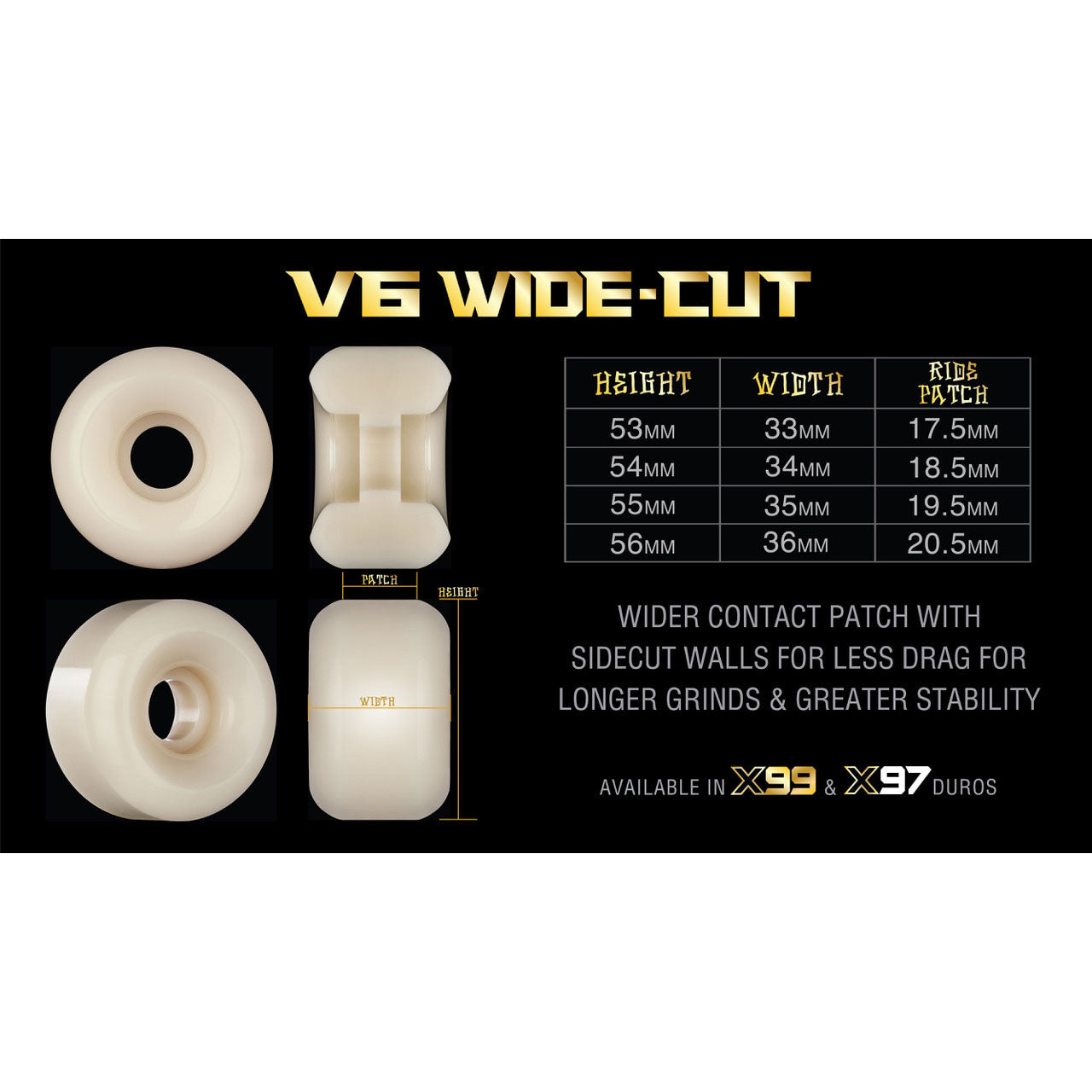 Bones 99a X-Formula Look Book V6 Wide-Cut Wheels (53mm)