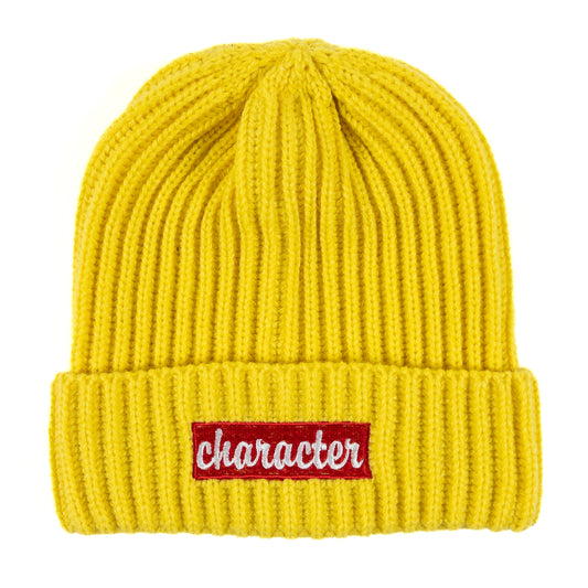 Red Bar Script Logo Beanie (Yellow)