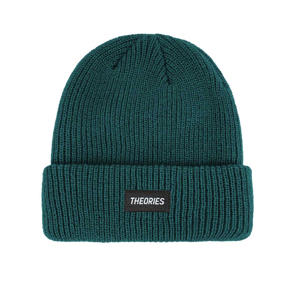 Theories "Stamp Label" Rib Knit Beanie (Teal)