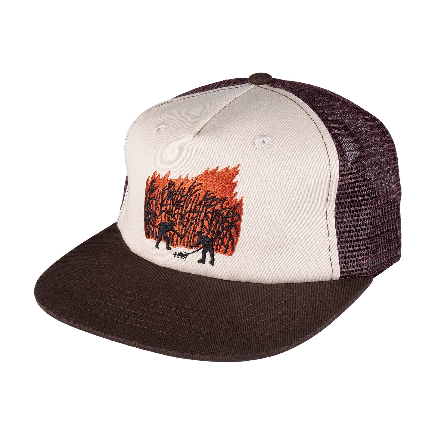 Pass~Port Brush Fire Workers Trucker Cap (Chocolate/Off White)