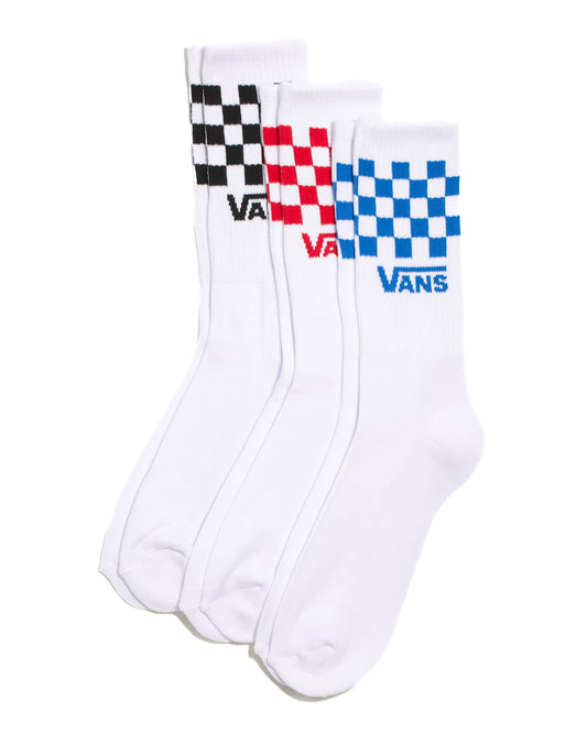 Classic Check Crew Socks - White (3-Pack)